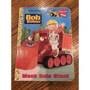 Bob the Builder 6 Puzzle activity Book Muck Gets Stuck Vintage Golden books Rare